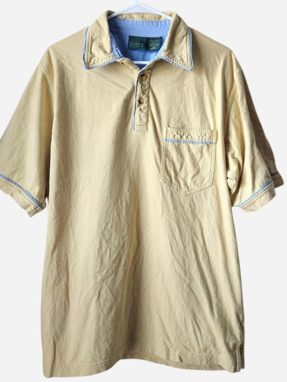 Vintage Men's Butter Yellow Cotton Polo